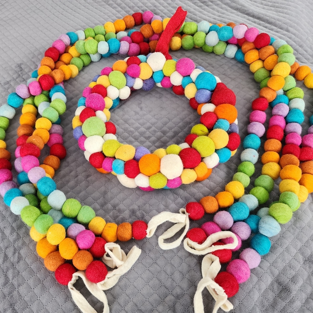 Colorful Felt Ball Garland & Wreath